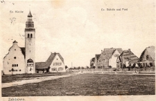 pocztówka - Zabikowo Ev.Kirche Ev. Schule und Post