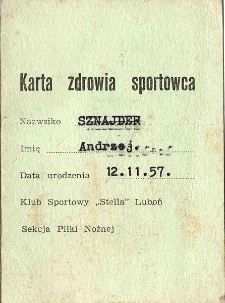 lata 70. XX w. - Stella (Książeczka zdrowia sportowca)
